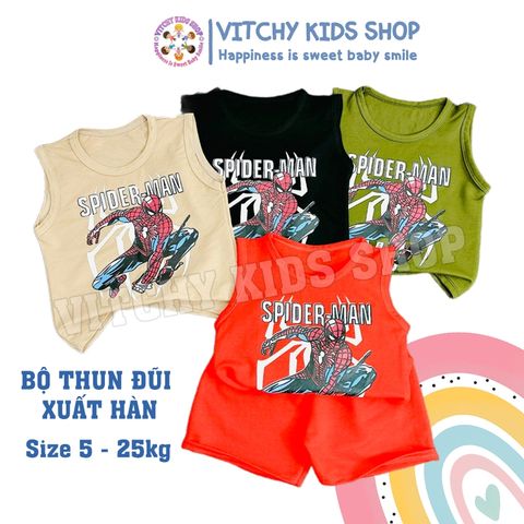 Bộ sát nách bé trai hoạ tiết siêu nhân người nhện Spiderman chất đũi mát cho bé 7kg đến 26kg