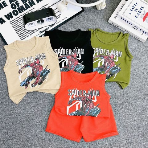 Bộ sát nách bé trai hoạ tiết siêu nhân người nhện Spiderman chất đũi mát cho bé 7kg đến 26kg