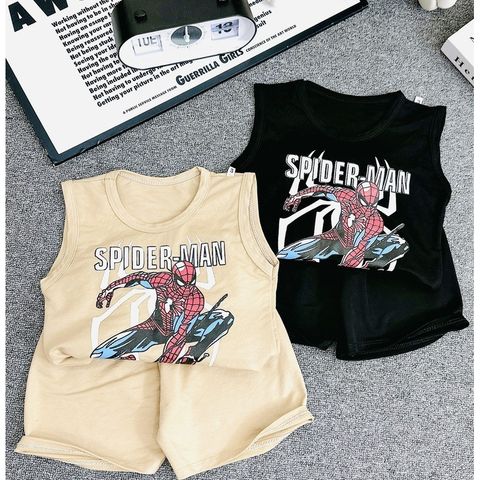 Bộ sát nách bé trai hoạ tiết siêu nhân người nhện Spiderman chất đũi mát cho bé 7kg đến 26kg