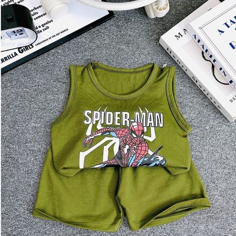 Bộ sát nách bé trai hoạ tiết siêu nhân người nhện Spiderman chất đũi mát cho bé 7kg đến 26kg