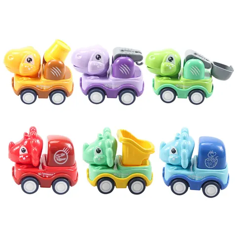 Bộ 6 Xe Hơi Đồ Chơi Mini có Dây Cót Họa tiết Khủng Long Đáng yêu Cho Bé