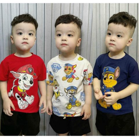 Áo thun bé trai PAW PATROL áo phông cho bé trai hình Chú Chó Cứu Hộ đáng yêu chất cotton 100%