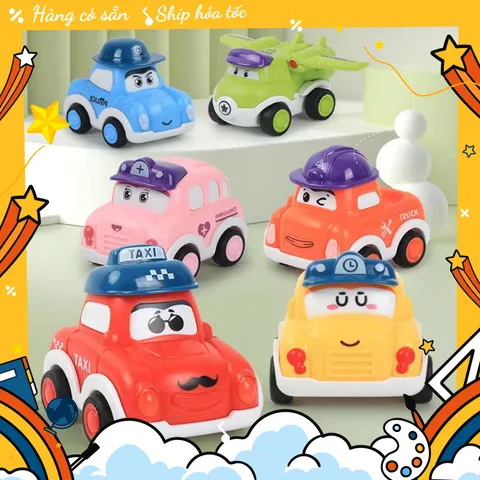 Bộ 6 Xe Hơi Đồ Chơi Mini có Dây Cót Hoạt Hình Dễ Thương Cho Bé