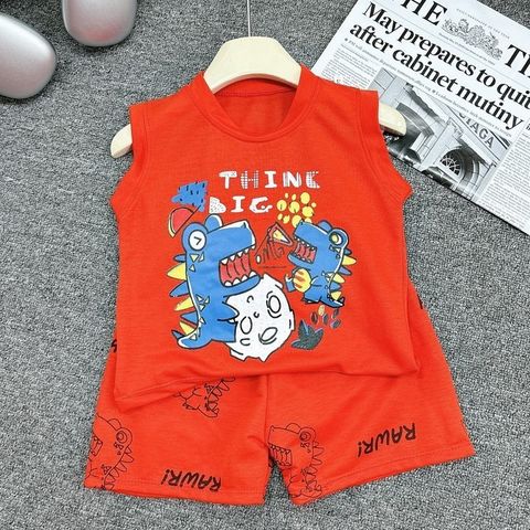 Bộ sát nách bé trai, bộ quần áo hoạ tiết Khủng Long Người Nhện chất đũi mát cho bé 7kg đến 16kg