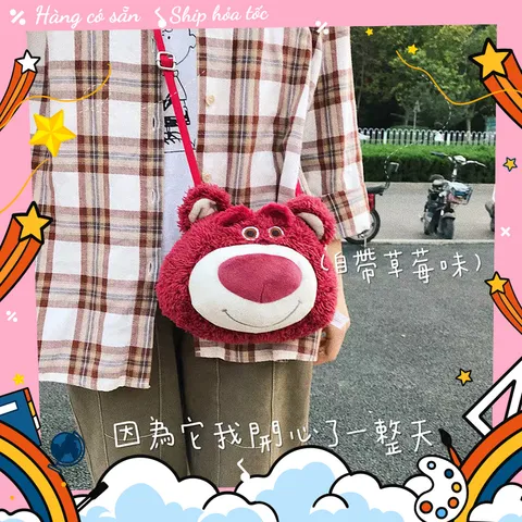 Túi Đeo Chéo Cho Bé Gái Hình Gấu Dâu Lotso Cực Kỳ Cá Tính