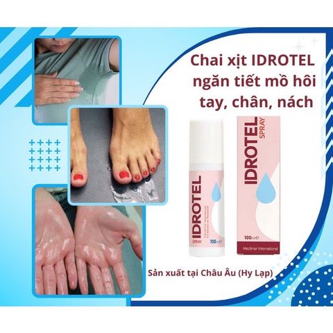 Xịt Ngăn Tiết Mồ Hôi Idrotel - Hiệu Quả Cho Tay, Chân, Nách 100ml - Giải Pháp Chống Đổ Mồ Hôi Nhanh Chóng