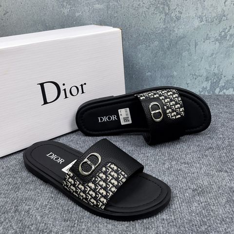 Dép Lê Nam D.io.R CD Luxury Đen Trắng Quai Ngang Đế Cao Su - Giày Dép Thời Trang Cao Cấp Nam Hot Trend