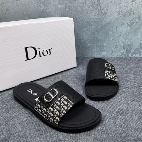 Dép Lê Nam D.io.R CD Luxury Đen Trắng Quai Ngang Đế Cao Su - Giày Dép Thời Trang Cao Cấp Nam Hot Trend