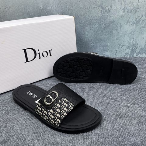 Dép Lê Nam D.io.R CD Luxury Đen Trắng Quai Ngang Đế Cao Su - Giày Dép Thời Trang Cao Cấp Nam Hot Trend