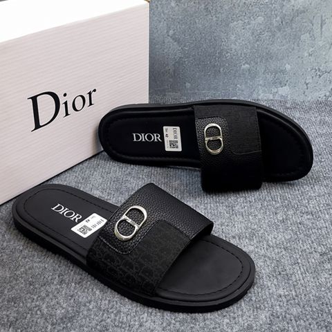 Dép Lê Nam D.io.R CD Luxury Đen Trắng Quai Ngang Đế Cao Su - Giày Dép Thời Trang Cao Cấp Nam Hot Trend