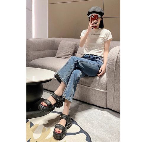 Dép Sandal Nữ Quai Da Đính Đá N128 - Đế Cao 5cm Siêu Nhẹ, Phong Cách Basic Dễ Phối Đồ, Hàng QCCC Chất Lượng Cao