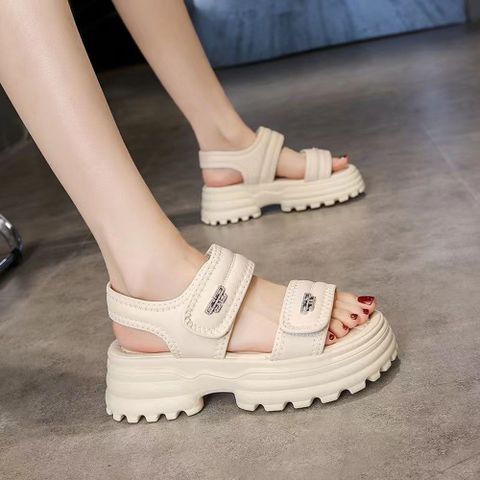 Dép Sandal Nữ Quai Da Đính Đá N128 - Đế Cao 5cm Siêu Nhẹ, Phong Cách Basic Dễ Phối Đồ, Hàng QCCC Chất Lượng Cao
