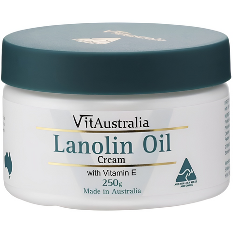 Kem Dưỡng Thể Vitaustralia Lanolin Oil Cream 250g - Dầu Cừu và Vitamin E Cho Da Mềm Mại, Chống Khô Da