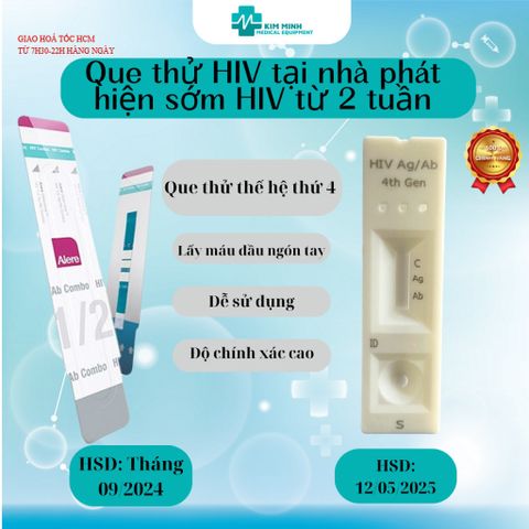 Bộ test HIV phát hiện sớm - Que thử thế hệ thứ 4 Alere & CTK Combo Ag/Ab, kết quả chính xác sau chỉ 14 ngày, dễ sử dụng