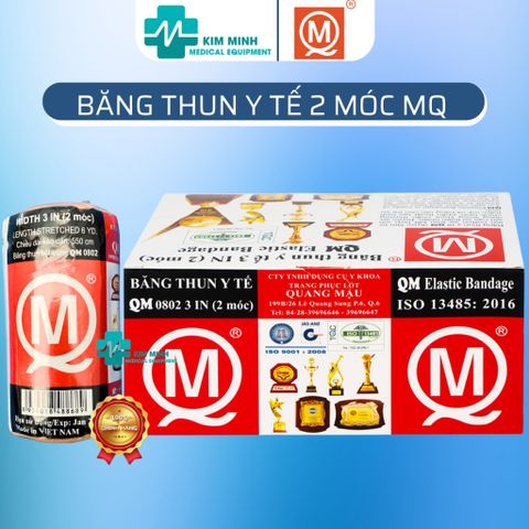 Hộp 12 Cuộn Băng Thun 3IN Quang Mậu - Chất Liệu Cotton Cao Cấp, Độ Co Dãn 200% Hỗ Trợ Chữa Trị Chấn Thương và Cố Định Khớp