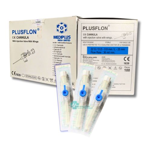 Kim Luồn Tĩnh Mạch PLUSFLEX 22G - Hộp 100 Cái, Sắc Nhọn, Siêu Mỏng, Dễ Tiêm - Thiết Bị Y Tế Chất Lượng Cao