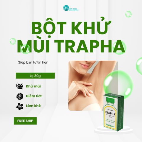 Bột Khử Mùi Hôi Chân, Hôi Giày Trapha 30g - Giảm Tiết, Chống Thối, Sát Khuẩn Cho Giày và Nách, Hàng Chính Hãng