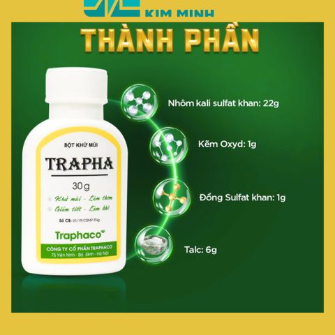 Bột Khử Mùi Hôi Chân, Hôi Giày Trapha 30g - Giảm Tiết, Chống Thối, Sát Khuẩn Cho Giày và Nách, Hàng Chính Hãng