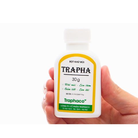 Bột Khử Mùi Hôi Chân, Hôi Giày Trapha 30g - Giảm Tiết, Chống Thối, Sát Khuẩn Cho Giày và Nách, Hàng Chính Hãng