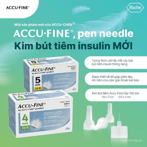 Đầu Kim Tiêm Insulin ACCU-CHEK FINE 4mm, 5mm - Kim Bánh Ú Dùng Cho Bút Tiêm Novofine, Lantus, Hỗ Trợ Tiểu Đường