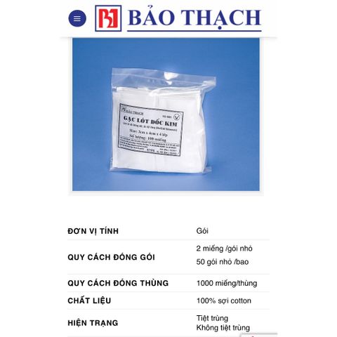 Băng gạc lót Đốc Kim 3cmx4cm 4 lớp - Sản phẩm chăm sóc vết thương tin cậy, 50 gói x 2 miếng - Dùng cho xét nghiệm tại nhà, an toàn & hiệu quả
