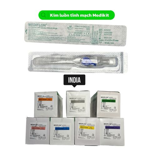 Hộp 100 Cây Kim Luồn Tĩnh Mạch Mediflon 14G-26G - Thiết Bị Y Tế An Toàn Có Cánh Bướm Và Cổng Bơm Thuốc