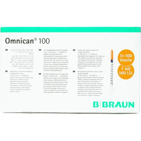 Bơm Tiêm Insulin Braun Omnican 1Ml/100IU Đầu Cam - Thiết Bị Y Tế Không Đau Cho Người Tiểu Đường