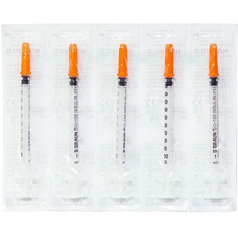 Bơm Tiêm Insulin Braun Omnican 1Ml/100IU Đầu Cam - Thiết Bị Y Tế Không Đau Cho Người Tiểu Đường