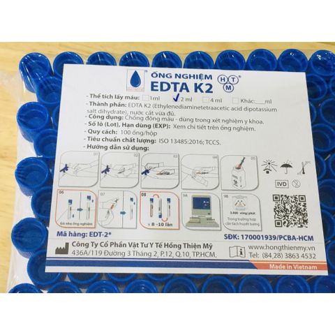 Ống Nghiệm Kháng Đông 2ml EDTA VMA Hồng Thiện Mỹ - Thiết Bị Xét Nghiệm Huyết Học Chính Xác Tiêu Chuẩn ISO 13485