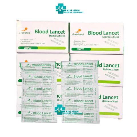 Kim Lấy Máu Lancet Greetmed Hộp 200 Cái - Kim Chích Vô Trùng Cho Xét Nghiệm & Spa, An Toàn và Tiện Lợi