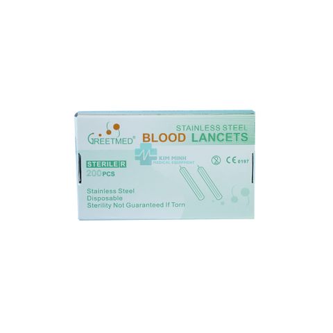 Kim Lấy Máu Lancet Greetmed Hộp 200 Cái - Kim Chích Vô Trùng Cho Xét Nghiệm & Spa, An Toàn và Tiện Lợi