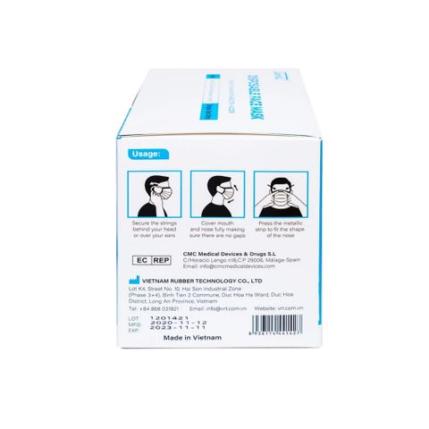 Khẩu Trang Y Tế Safefit 3 Lớp - Hộp 50 Chiếc Màu Xanh/Trắng, Quai Vải Mềm Không Đau Tai, Bảo Vệ Khuẩn và Bụi