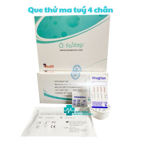 Que test thử ma túy 4 chân Fastep USA - Kiểm tra nhanh Amphetamine, THC, MDMA, Heroin - Hàng chính hãng, hạn sử dụng 2026