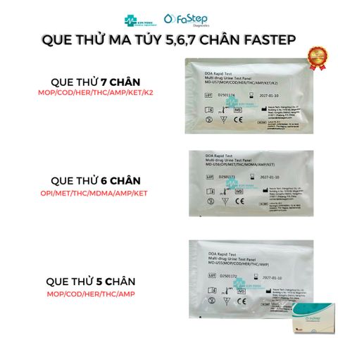 Que thử ma túy 5 chân, 6 chân, 7 chân Fastep - Bộ kit xét nghiệm nhanh, phát hiện các chất gây nghiện 100% chính xác