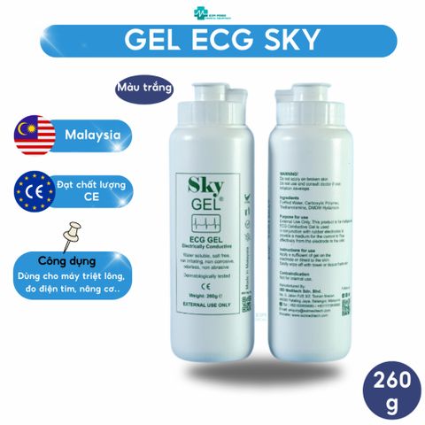 Gel điện tim SKY GEL - Gel siêu âm trắng an toàn cho máy điện tim, nâng cơ, triệt lông, không gây kích ứng da, chất lượng cao
