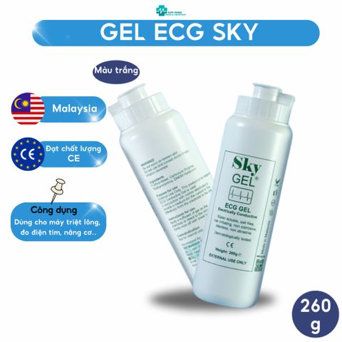 Gel điện tim SKY GEL - Gel siêu âm trắng an toàn cho máy điện tim, nâng cơ, triệt lông, không gây kích ứng da, chất lượng cao