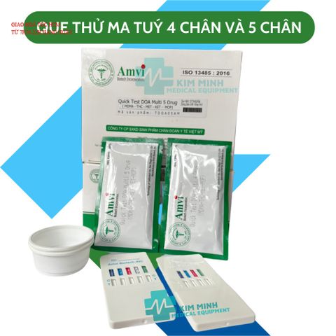 Que Thử Ma Túy 4 Chân & 5 Chân Amvi - Công Nghệ USA, Định Tính MDMA, THC, MET, KET, MOP - Dụng Cụ Chẩn Đoán Nhanh chóng