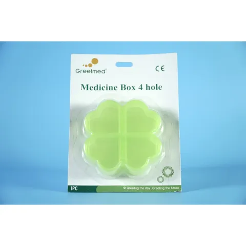 Hộp Đựng Thuốc Ngày Sáng, Trưa, Chiều, Tối Greetmed - Thiết Kế Hoa Nhỏ Màu Xanh Bằng Nhựa PP An Toàn Sức Khỏe