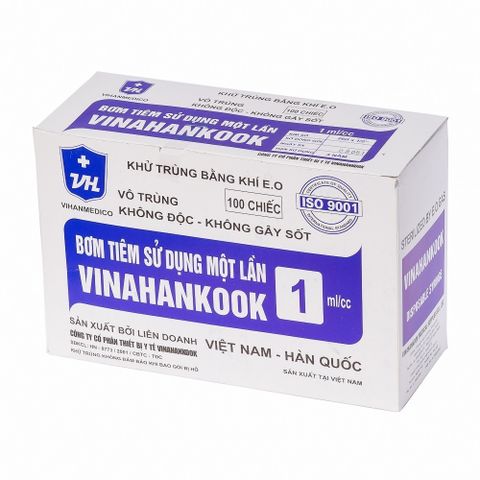 Bơm Kim Tiêm 1cc/1ml VINAHANKOOK - 100 Chiếc Vô Trùng, Sử Dụng Một Lần, An Toàn Trong Ngành Y Tế