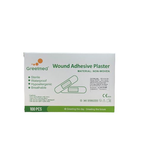 Băng Cá Nhân Sơ Cứu Vết Thương GREETMED 72 x 19mm - Hộp 100 Miếng Kháng Nước, Vô Trùng, An Toàn cho Gia Đình