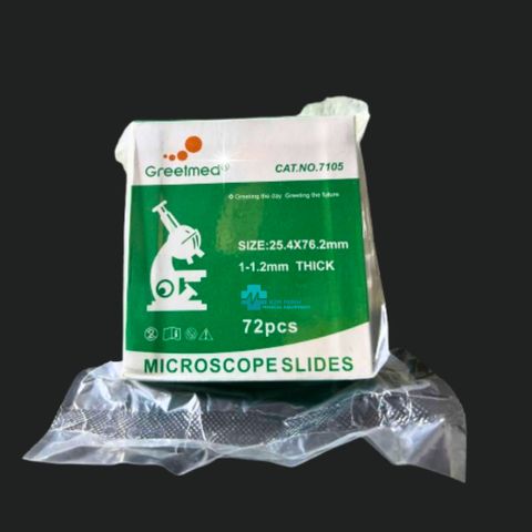 Hộp Lam Kính Hiển Vi Đầu Nhám Greetmed - 72 Miếng Thủy Tinh Cao Cấp, Vô Trùng, Phù Hợp Phòng Xét Nghiệm Y Tế