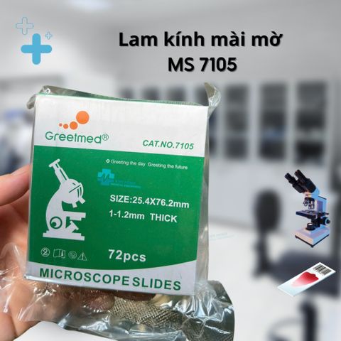 Hộp Lam Kính Hiển Vi Đầu Nhám Greetmed - 72 Miếng Thủy Tinh Cao Cấp, Vô Trùng, Phù Hợp Phòng Xét Nghiệm Y Tế