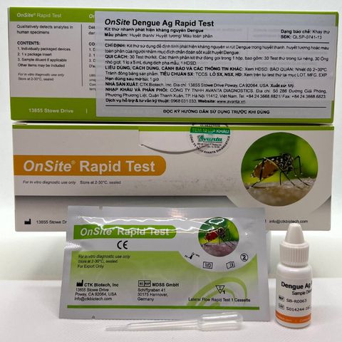 Que Test Nhanh Sốt Xuất Huyết Dengue NS1 CTK Mỹ - Hộp 30 Test, Phát Hiện Nhanh Bệnh Sốt Xuất Huyết, HSD 2027