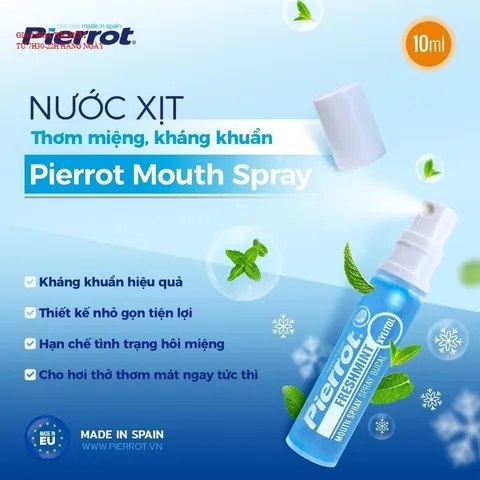 Xịt thơm miệng Pierrot Kissing Spray 10ml Bạc Hà - Giảm Hôi Miệng, Hơi Thở Thơm Mát, Đặc Biệt Dành Cho Người Thích Sự Tự Tin