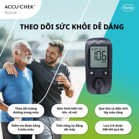 Hộp 25 Que Thử Đường Huyết ACCU-CHEK® Active - Thiết Bị Kiểm Tra Đường Huyết Chính Hãng, Hạn Sử Dụng 06/2026