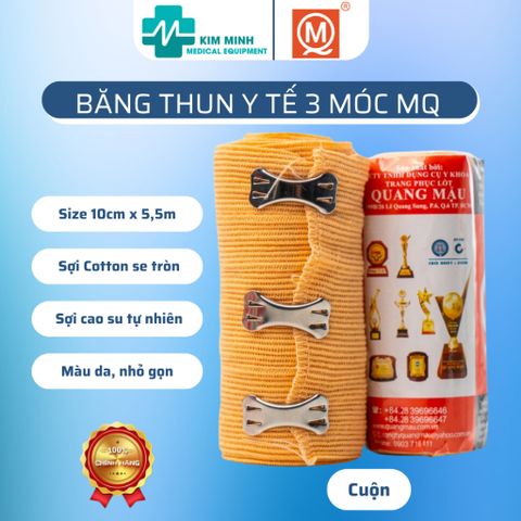 Băng thun y tế có móc Quang Minh QM - Chất liệu Cotton và cao su tự nhiên, sử dụng cho chấn thương, phẫu thuật thẩm mỹ, băng rốn trẻ sơ sinh