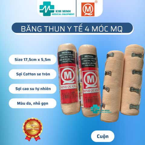 Băng thun y tế có móc Quang Minh QM - Chất liệu Cotton và cao su tự nhiên, sử dụng cho chấn thương, phẫu thuật thẩm mỹ, băng rốn trẻ sơ sinh