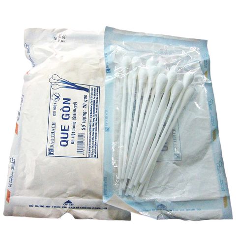 Combo 10 Bịch Que Gòn Y Tế Bảo Thạch - Que Xét Nghiệm Đầu To Đã Tiệt Trùng, 20 Que/Gói, Sản Xuất Tại Việt Nam