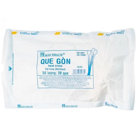 Combo 10 Bịch Que Gòn Y Tế Bảo Thạch - Que Xét Nghiệm Đầu To Đã Tiệt Trùng, 20 Que/Gói, Sản Xuất Tại Việt Nam