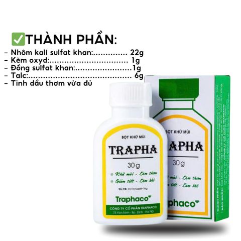 Bột và Xịt Khử Mùi Trapha - Ngăn Tiết Mồ Hôi Chân, Nách, Giữ Khô Thoáng, Thơm Mát - Sản Phẩm Việt Nam Chất Lượng